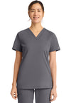 Pewter - Cherokee Achieve Women Scrub Top - Front View