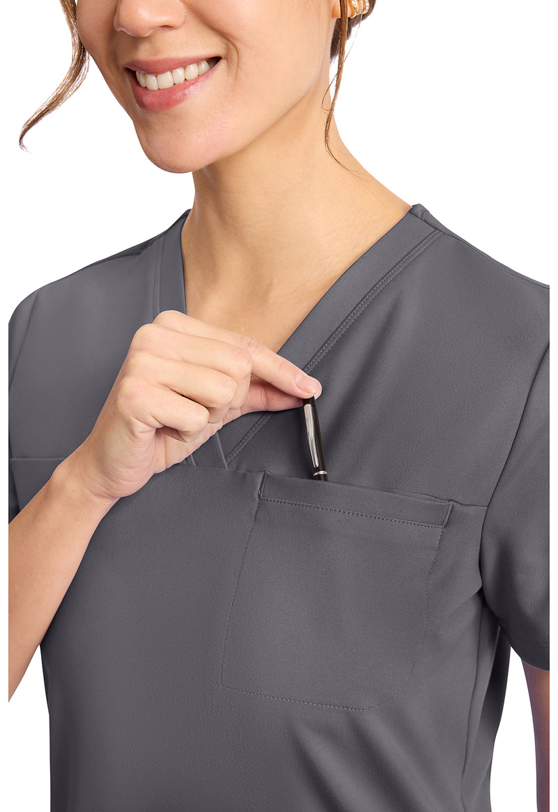 Pewter - Women's Tuck in Scrub Top (View 3)