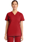 RED - Cherokee Achieve Women Scrub Top - Front View
