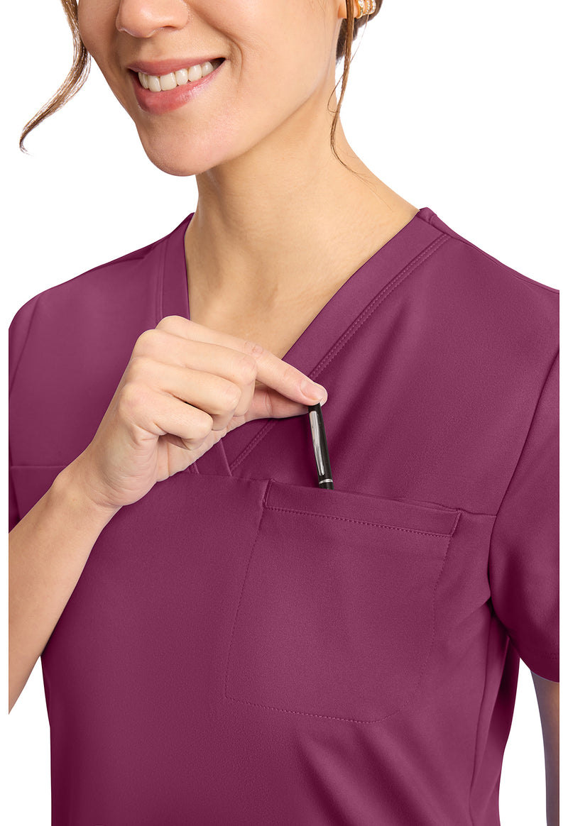 Wine - Women's Tuck in Scrub Top (View 3)