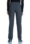 Pewter - Women's Mid Rise Drawstring Tapered Leg Scrub Pants – Petite (Back)