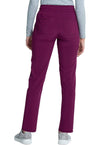 Wine - Women's Mid Rise Drawstring Tapered Leg Scrub Pants – Petite (Back)