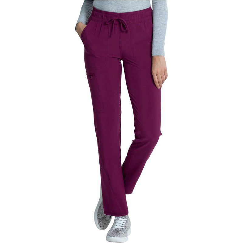 wine - Mid Rise Drawstring Tapered Leg Pant
