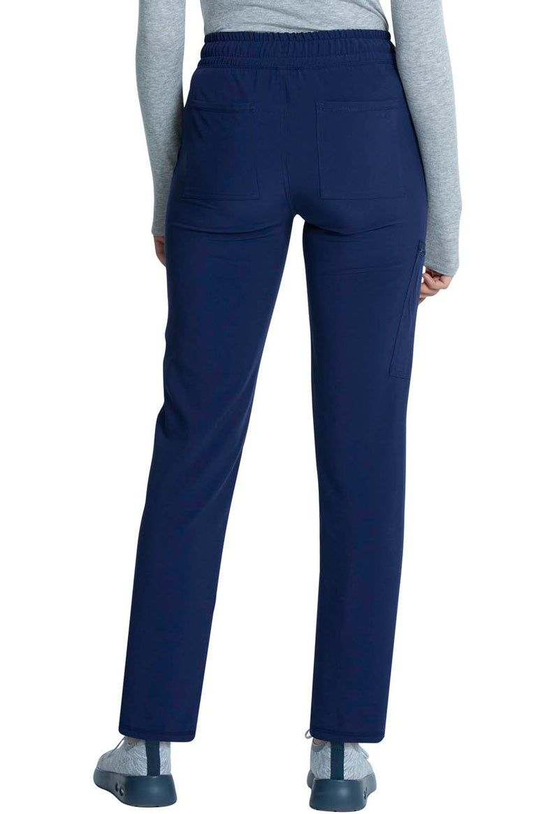 Navy - Women's Mid Rise Drawstring Tapered Leg Scrub Pants – Tall (Back)