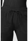 Black - Women's Mid Rise Drawstring Tapered Leg Scrub Pants – Regular (View 2)