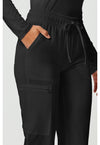 Black - Women's Mid Rise Drawstring Tapered Leg Scrub Pants – Regular (View 3)