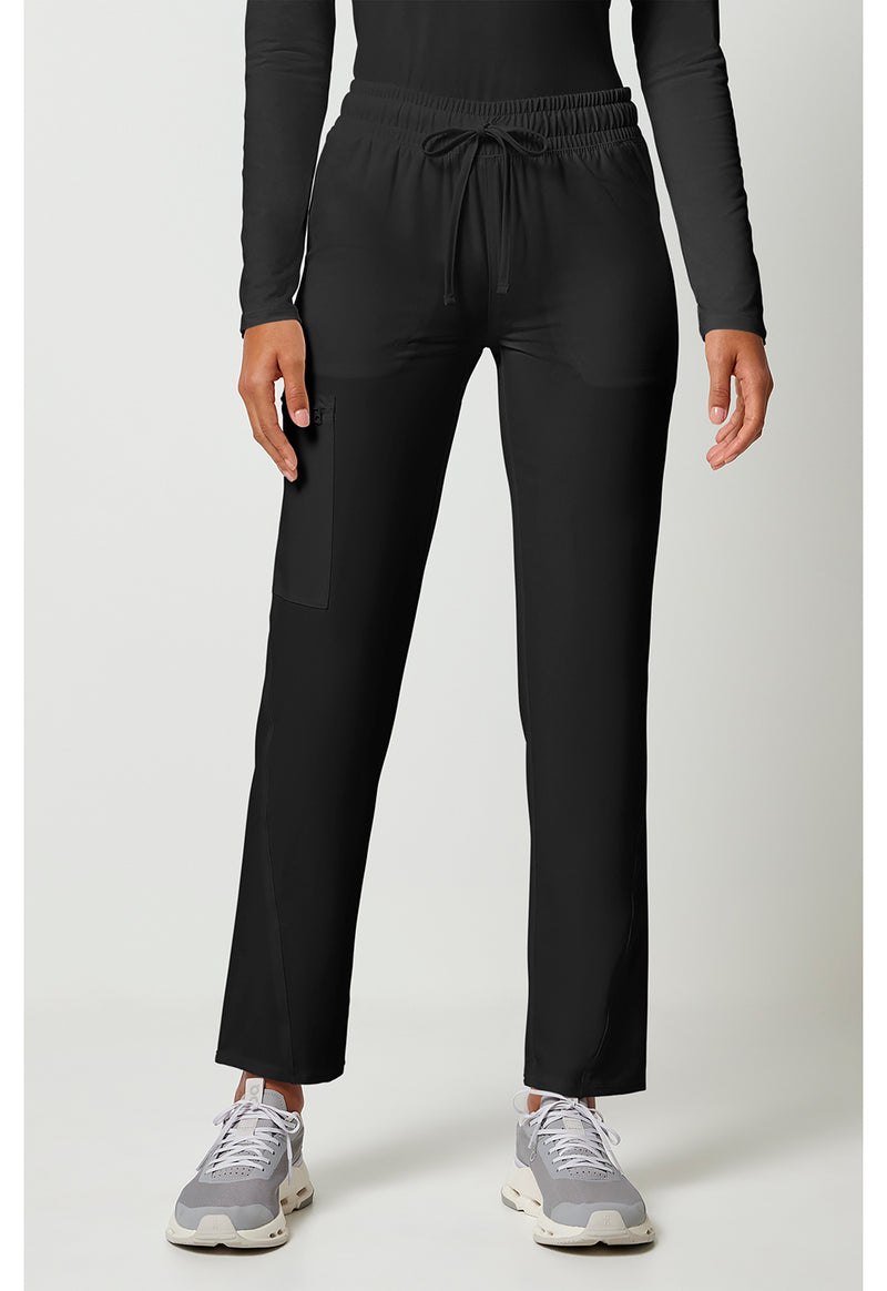 Black - Cherokee Allura Women Scrub Pants - Front View