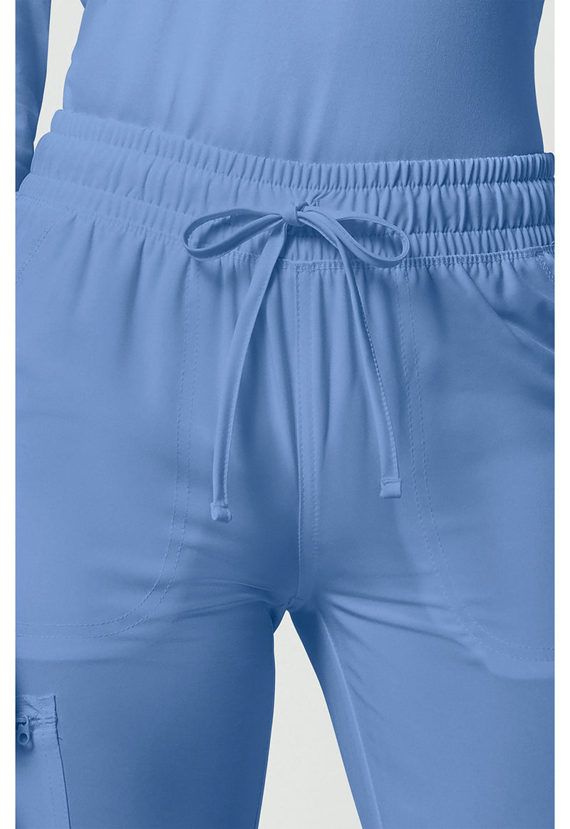 Ciel Blue - Women's Mid Rise Drawstring Tapered Leg Scrub Pants – Regular (View 2)