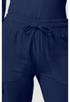 Navy - Women's Mid Rise Drawstring Tapered Leg Scrub Pants – Regular (View 2)