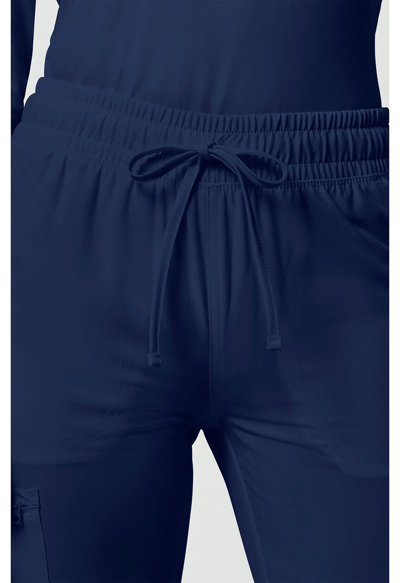 Navy - Women's Mid Rise Drawstring Tapered Leg Scrub Pants – Regular (View 2)