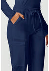 Navy - Women's Mid Rise Drawstring Tapered Leg Scrub Pants – Regular (View 3)