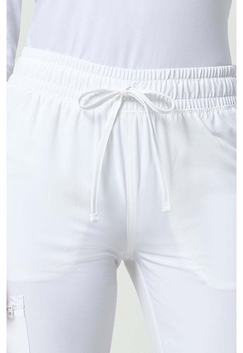 White - Women's Mid Rise Drawstring Tapered Leg Scrub Pants – Regular (View 2)