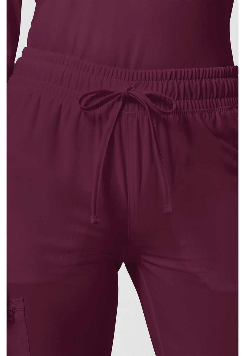 Wine - Women's Mid Rise Drawstring Tapered Leg Scrub Pants – Regular (View 2)