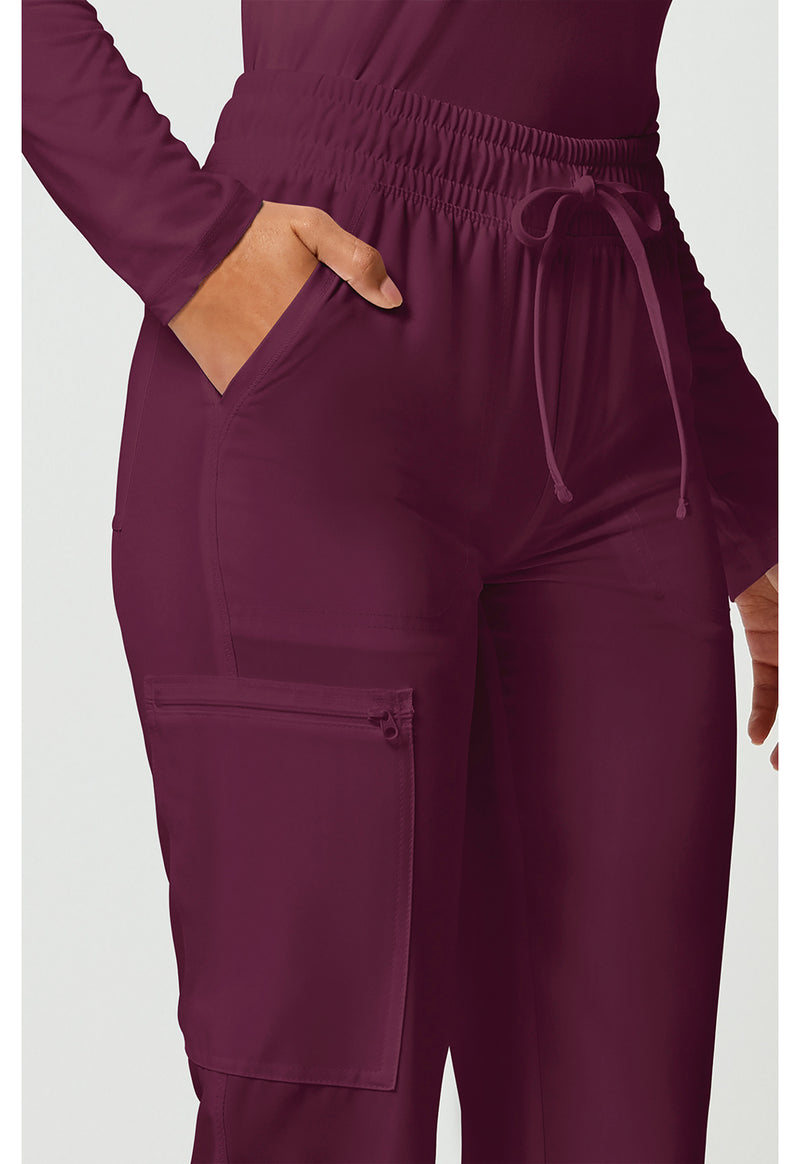 wine - Mid Rise Drawstring Tapered Leg Pant (View 3)