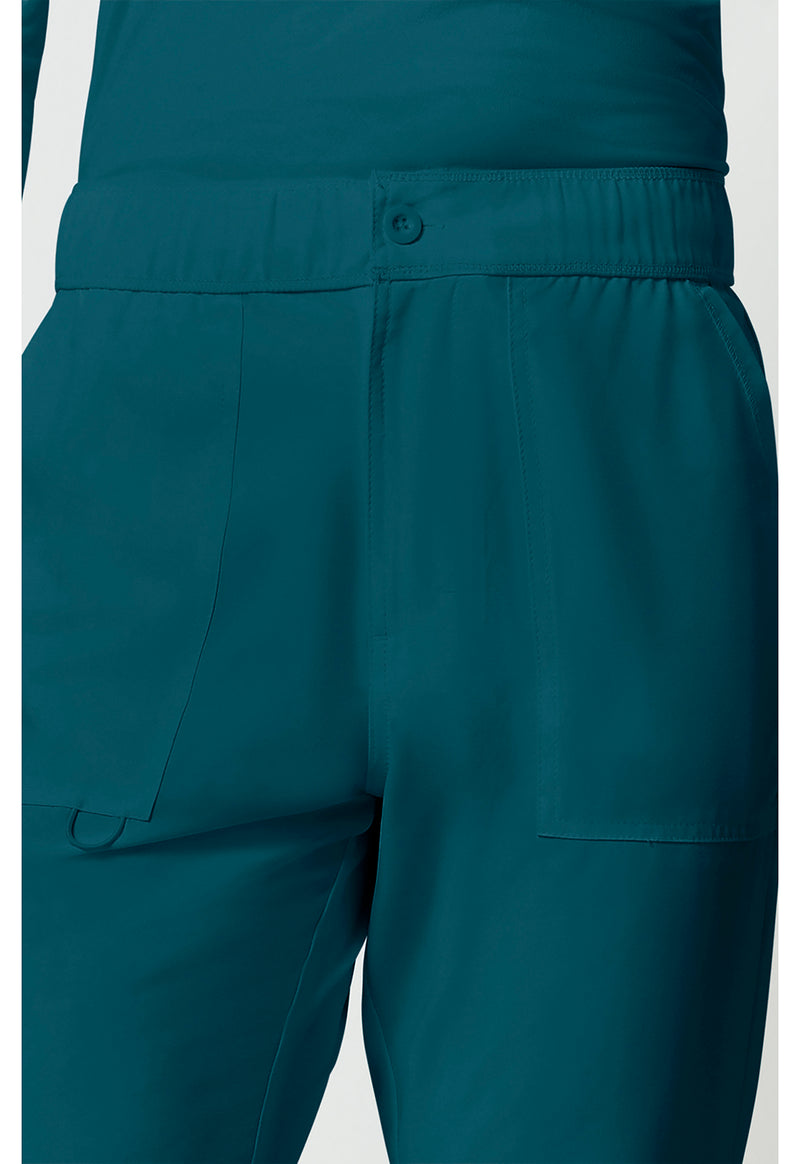 Caribbean Blue - Men's Fly Front Cargo Scrub Pants (View 2)