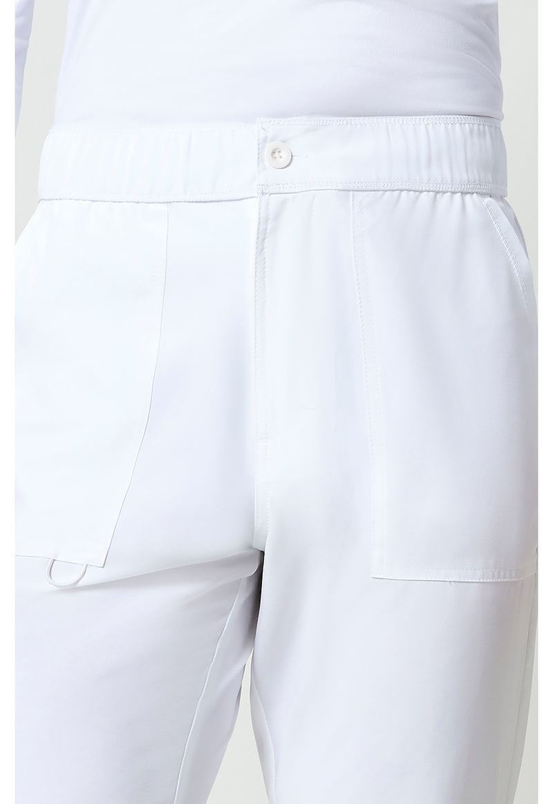White - Men's Fly Front Cargo Scrub Pants (View 2)