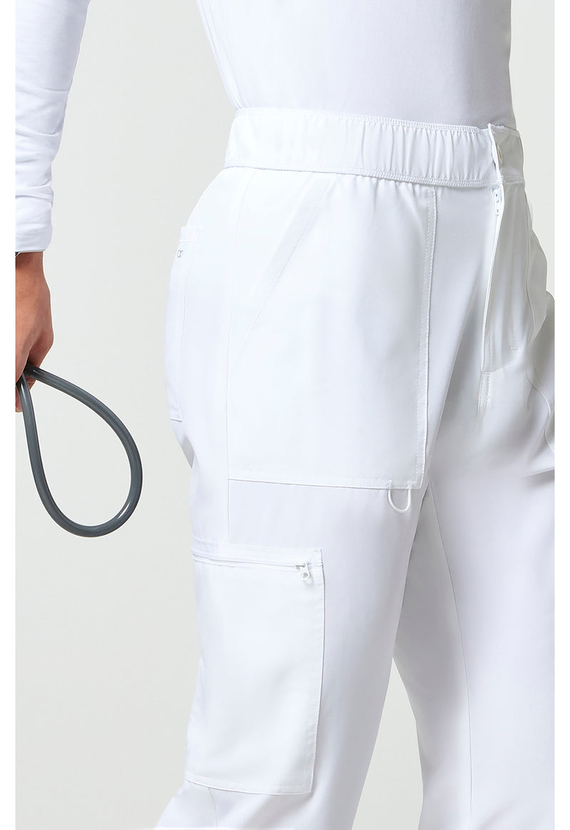 White - Men's Fly Front Cargo Scrub Pants (View 3)