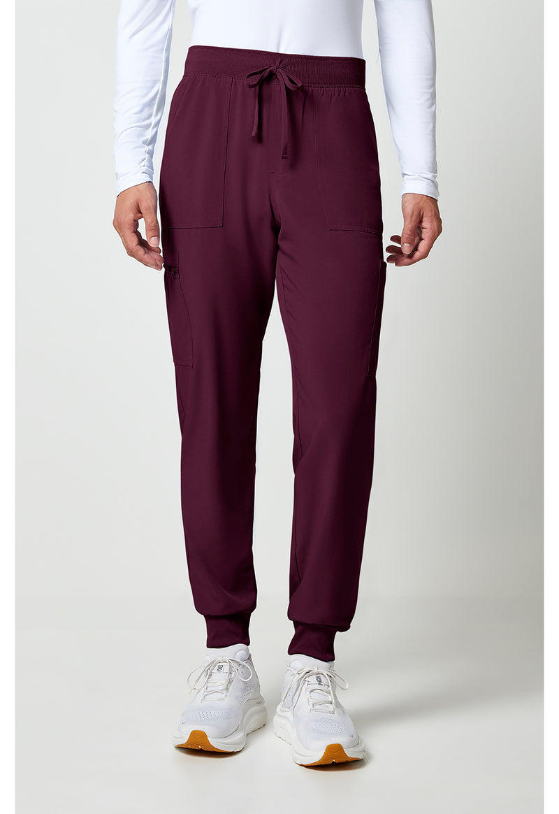 Wine - Cherokee Allura Men Scrub Pants - Front View