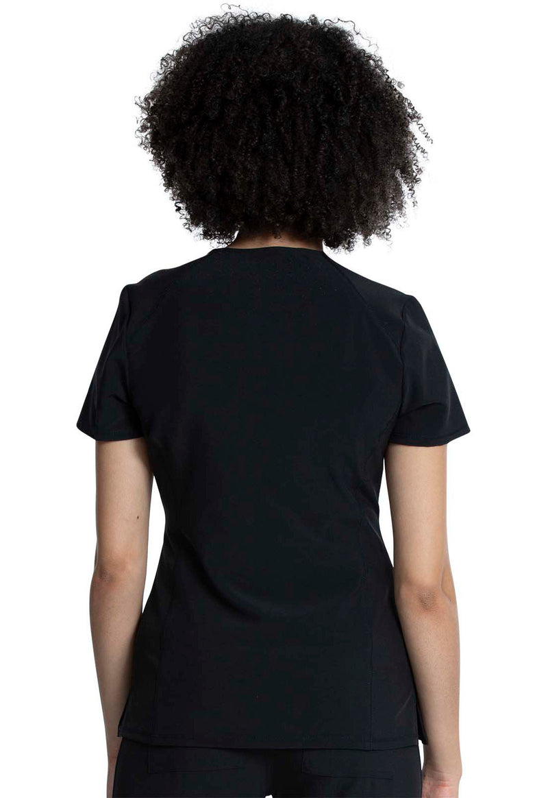 Black - Cherokee Allura Women Scrub Top - Back View