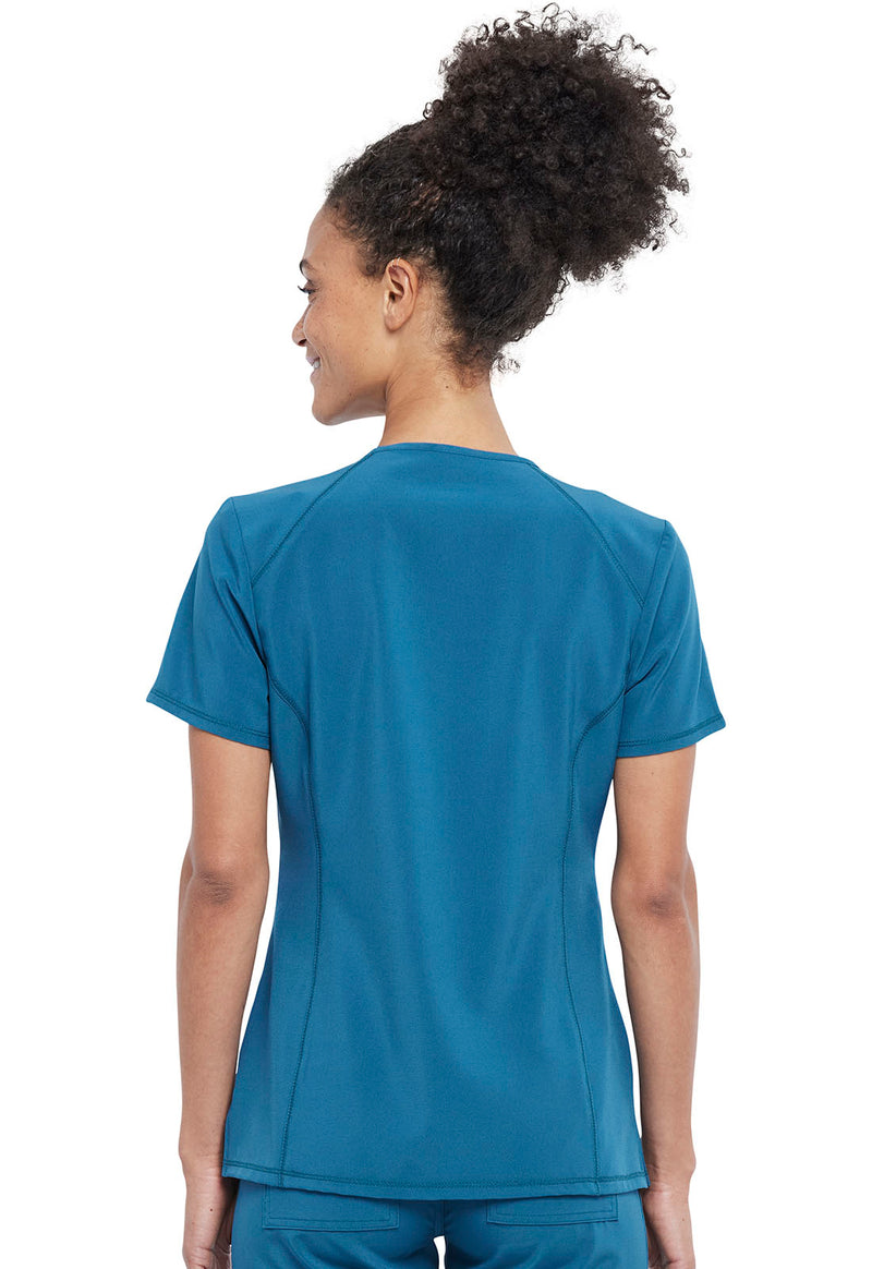 Caribbean Blue - Cherokee Allura Women Scrub Top - Back View