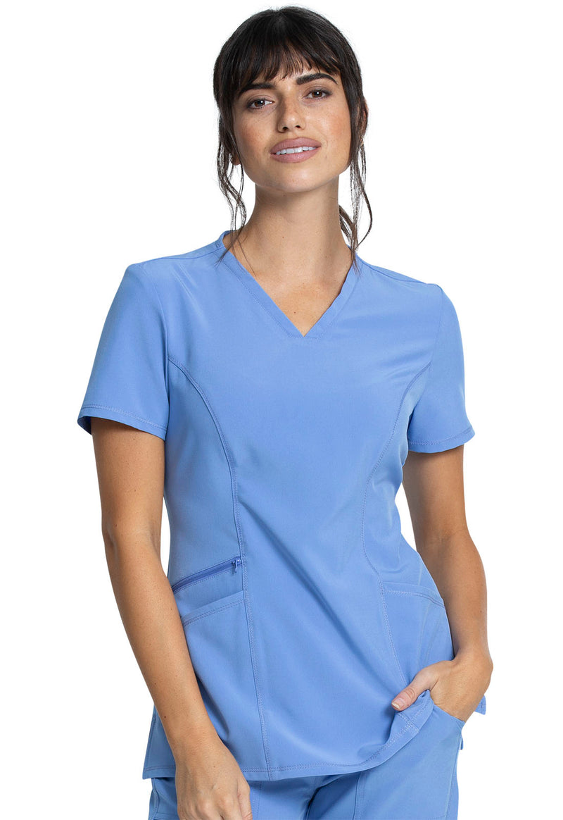 Ciel Blue - Cherokee Allura Women Scrub Top - Front View
