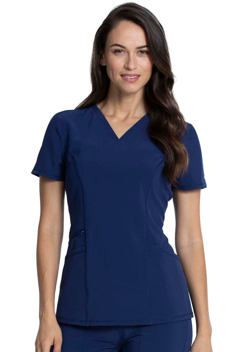 Navy - Cherokee Allura Women Scrub Top - Front View