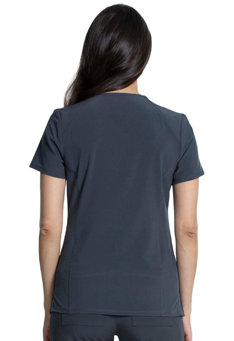 Pewter - Cherokee Allura Women Scrub Top - Back View