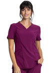Wine - Cherokee Allura Women Scrub Top - Front View