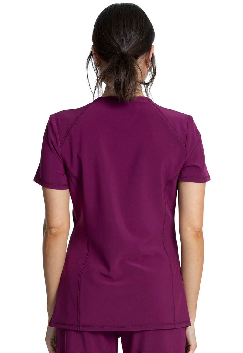 Wine - Cherokee Allura Women Scrub Top - Back View