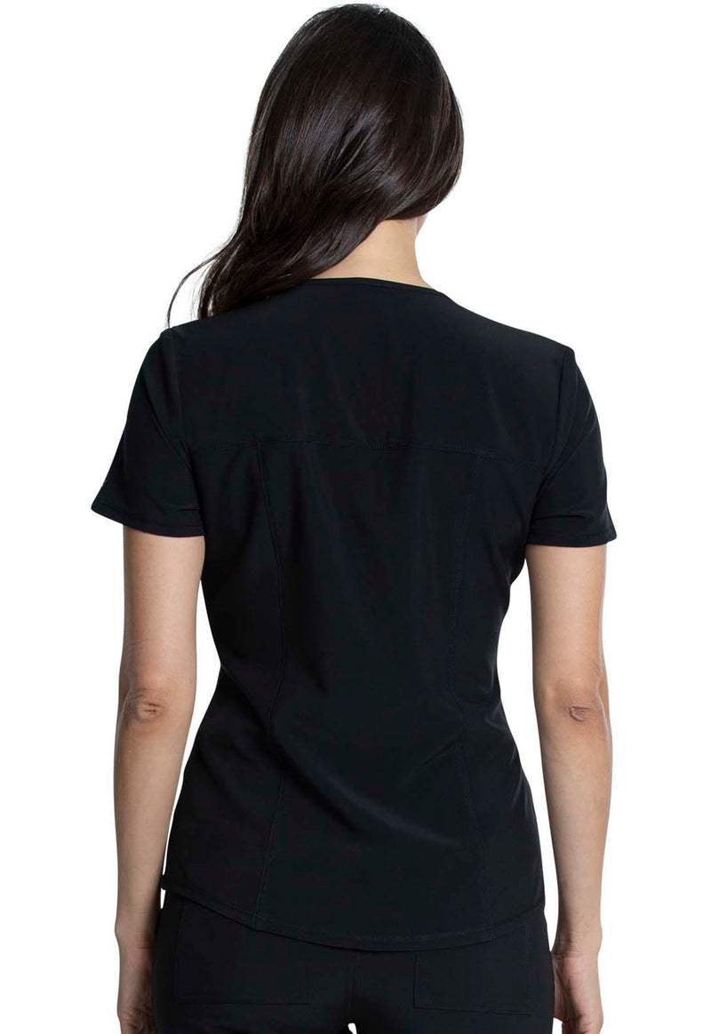 Black - Cherokee Allura Women Scrub Top - Back View