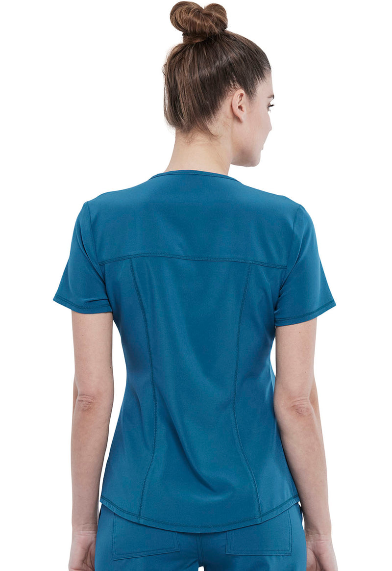 Caribbean Blue - Cherokee Allura Women Scrub Top - Back View