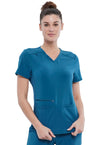 Caribbean Blue - Cherokee Allura Women Scrub Top - Front View