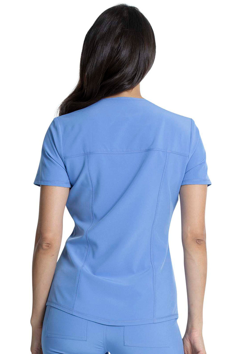 Ciel Blue - Cherokee Allura Women Scrub Top - Back View