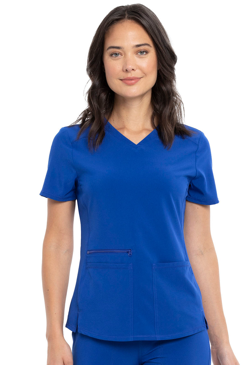 Galaxy Blue - Cherokee Allura Women Scrub Top - Front View