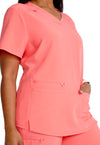 Soft Pomegranate - Women's V-Neck Scrub Top (View 3)
