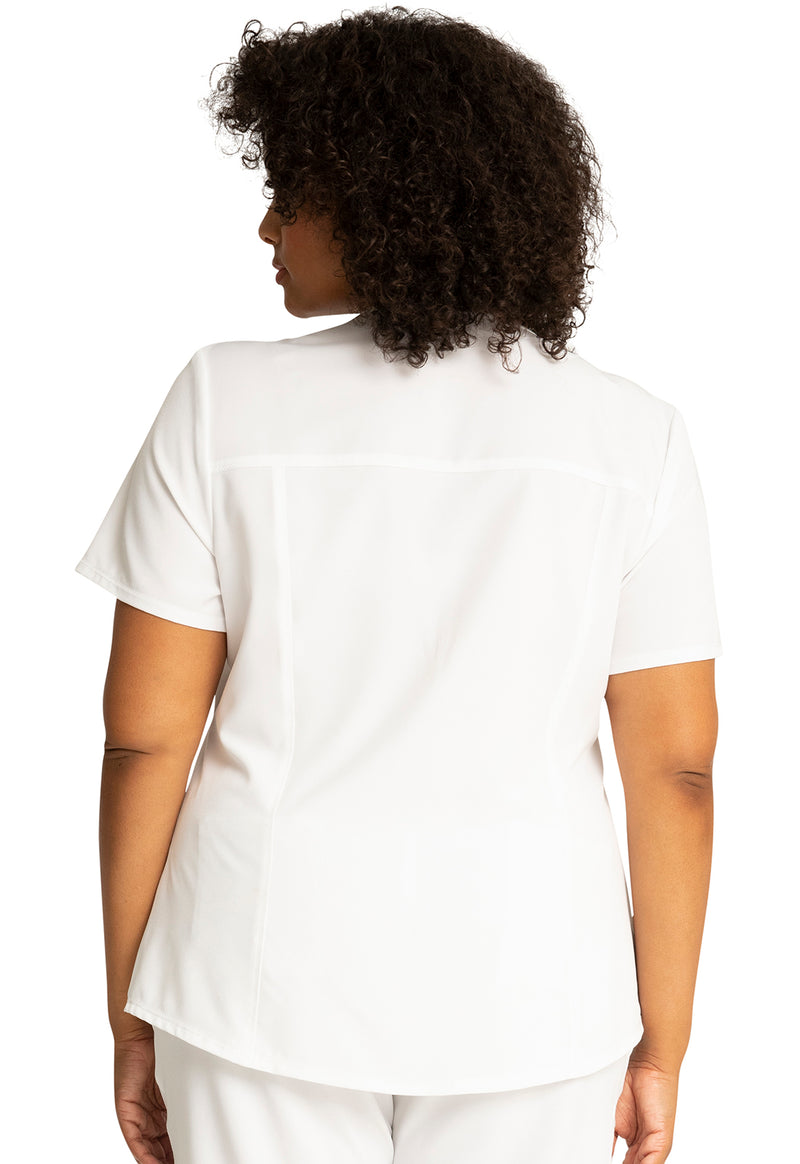 White - Cherokee Allura Women Scrub Top - Back View