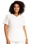 White - Cherokee Allura Women Scrub Top - Front View