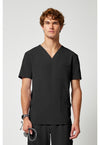Black - Cherokee Allura Men Scrub Top - Front View