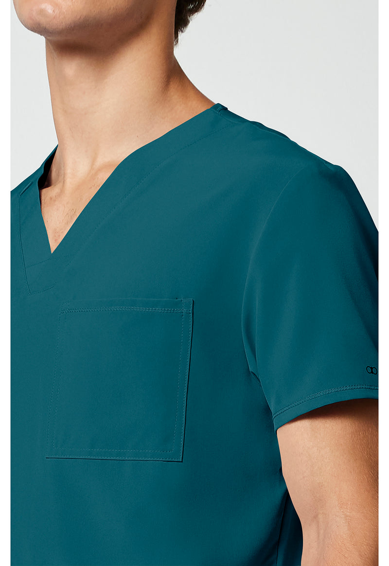 Caribbean Blue - Men's V-Neck Scrub Top (View 3)