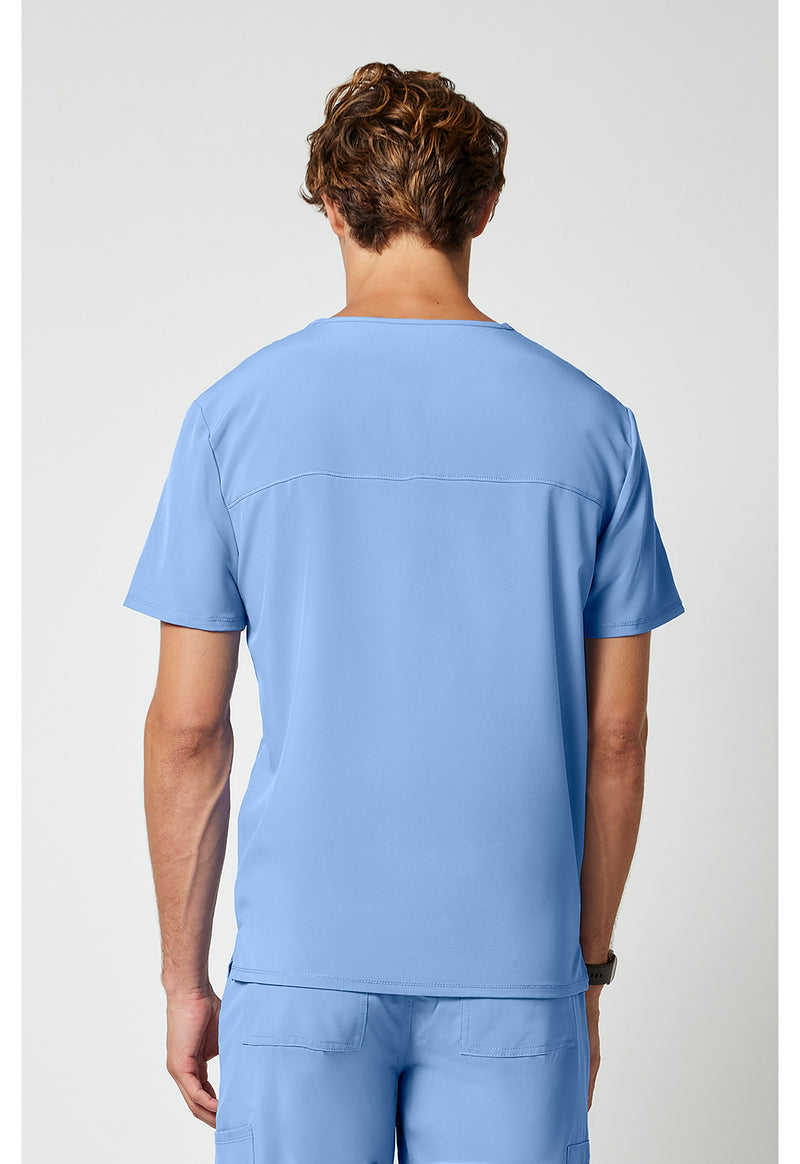 Ciel Blue - Cherokee Allura Men Scrub Top - Back View