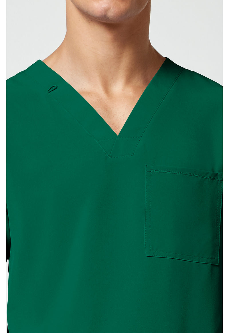 Hunter Green - Men's V-Neck Scrub Top (View 2)