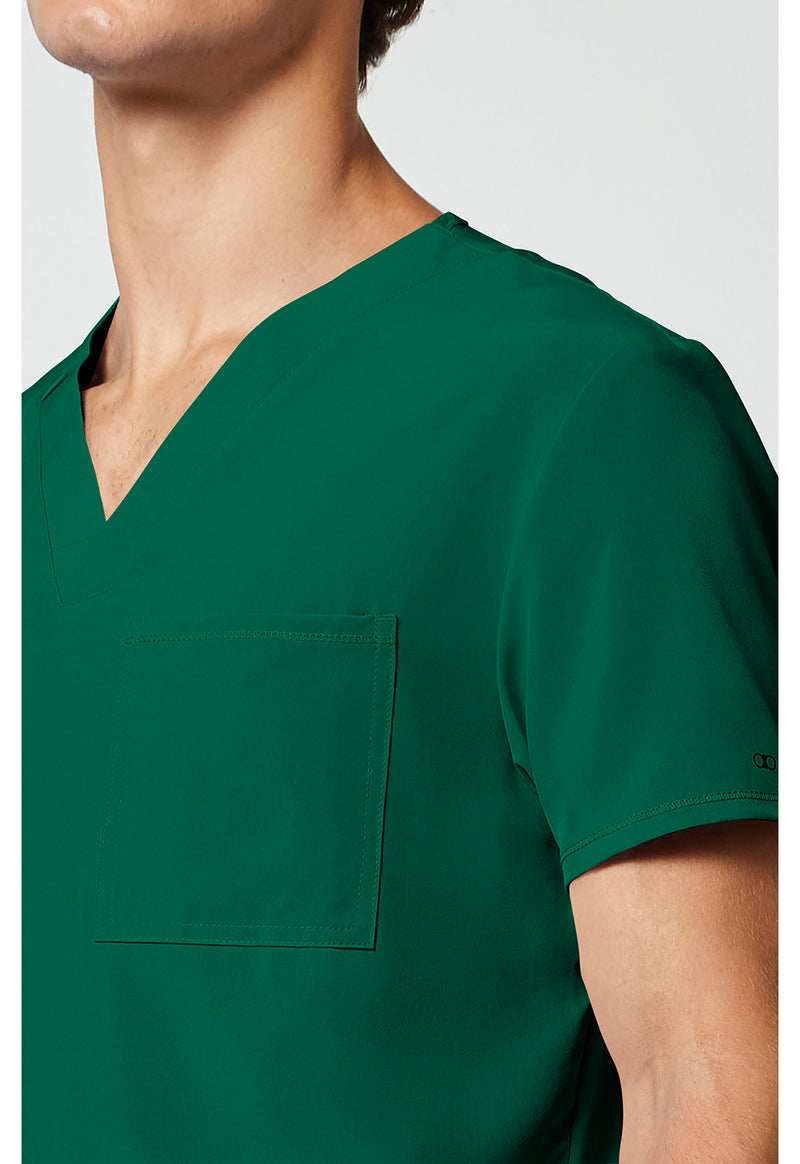 Hunter Green - Men's V-Neck Scrub Top (View 3)
