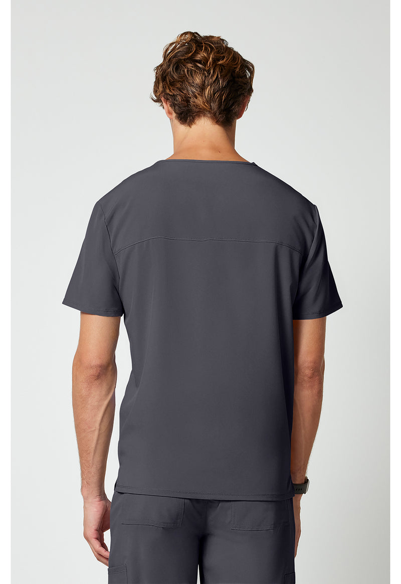 Pewter - Cherokee Allura Men Scrub Top - Back View