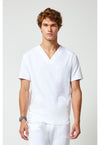 White - Cherokee Allura Men Scrub Top - Front View