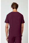Wine - Cherokee Allura Men Scrub Top - Back View