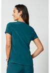 Caribbean Blue - Cherokee Allura Women Scrub Top - Back View