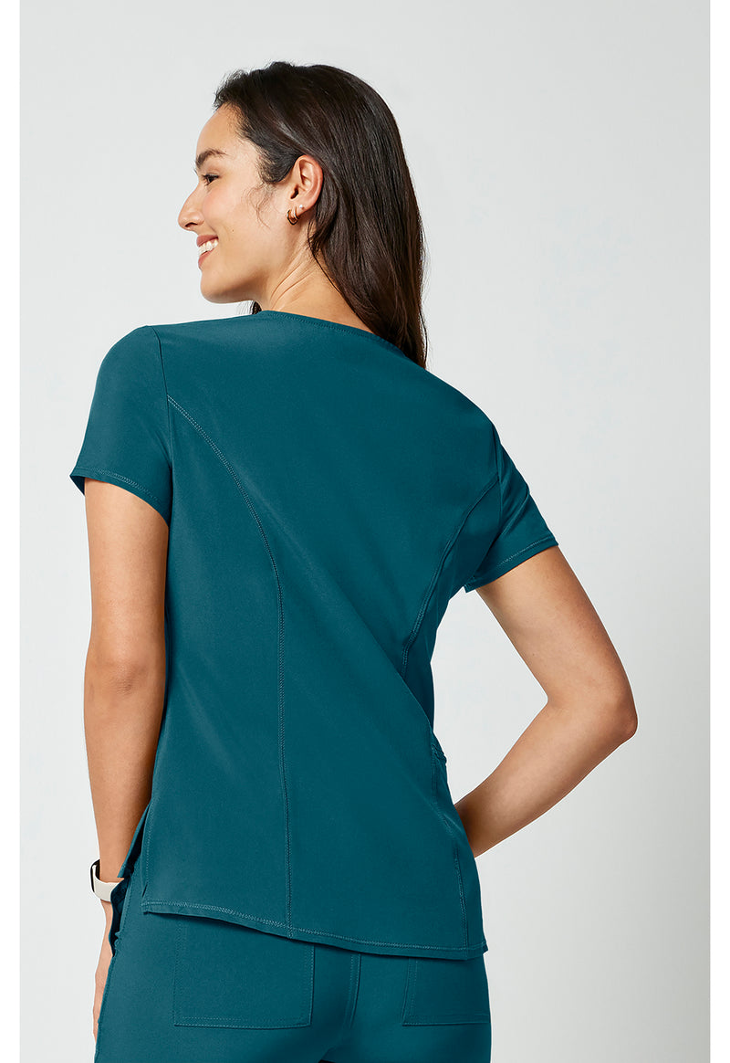 Caribbean Blue - Cherokee Allura Women Scrub Top - Back View