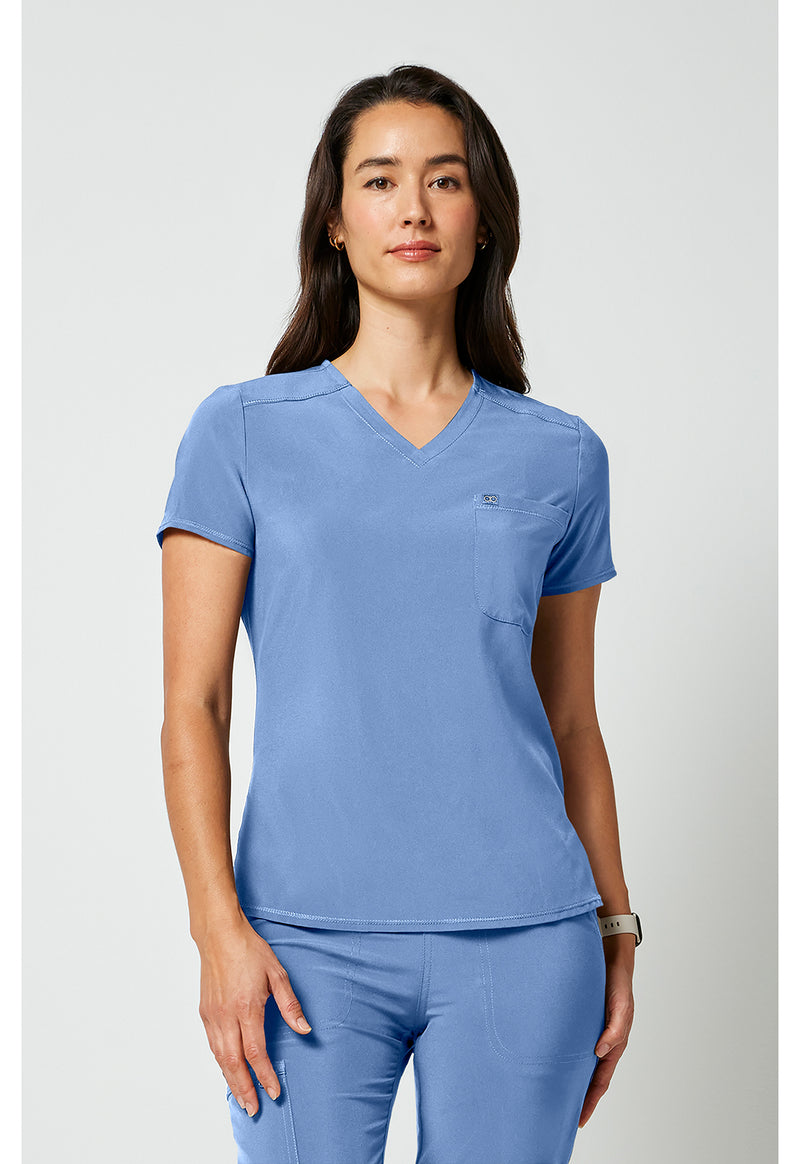 Ciel Blue - Cherokee Allura Women Scrub Top - Front View