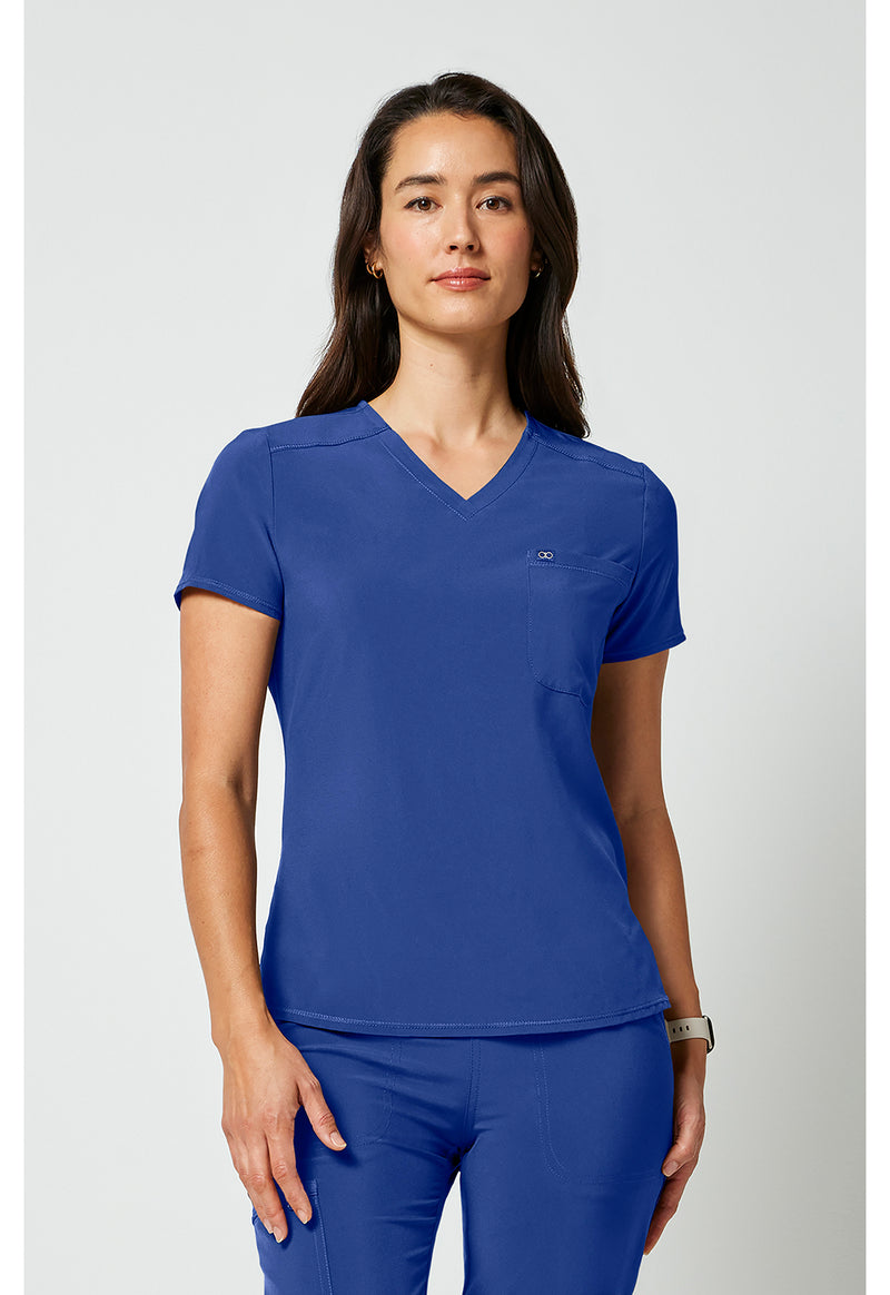 Galaxy Blue - Cherokee Allura Women Scrub Top - Front View