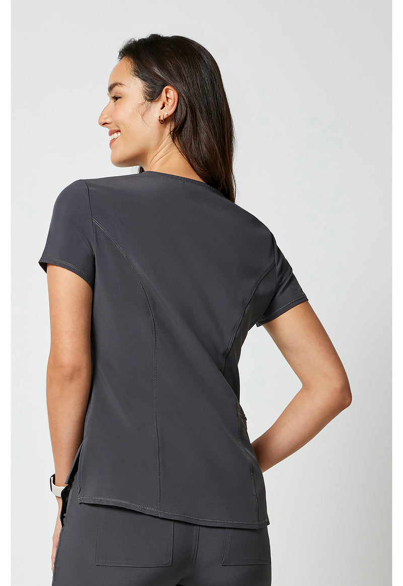 Pewter - Cherokee Allura Women Scrub Top - Back View